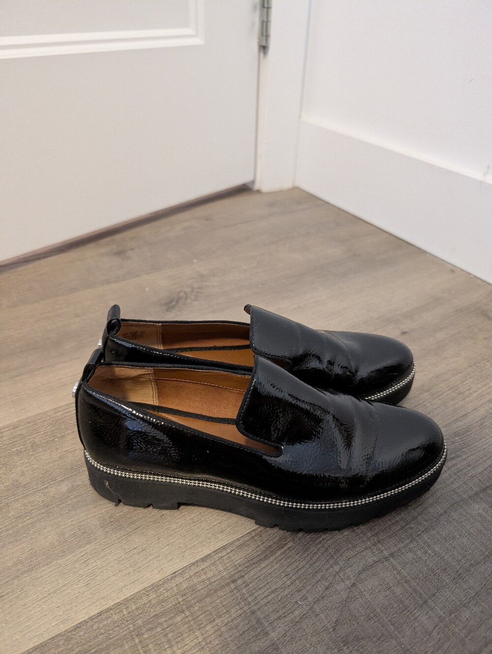 Franco Sarto/Black Patent Loafers Sz 6